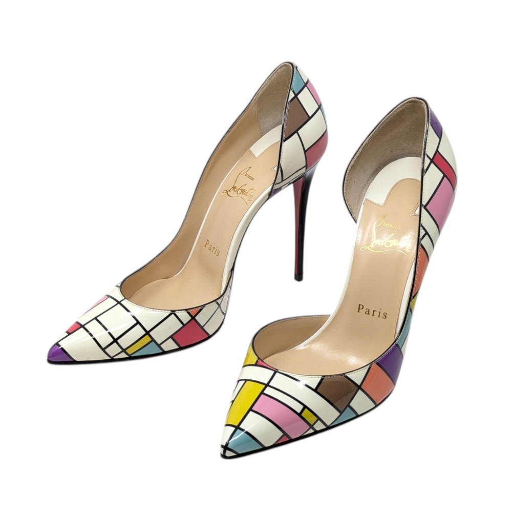 Christian Louboutin Iriza Cube Multicolor Geometric Heels Pump Size EU 38